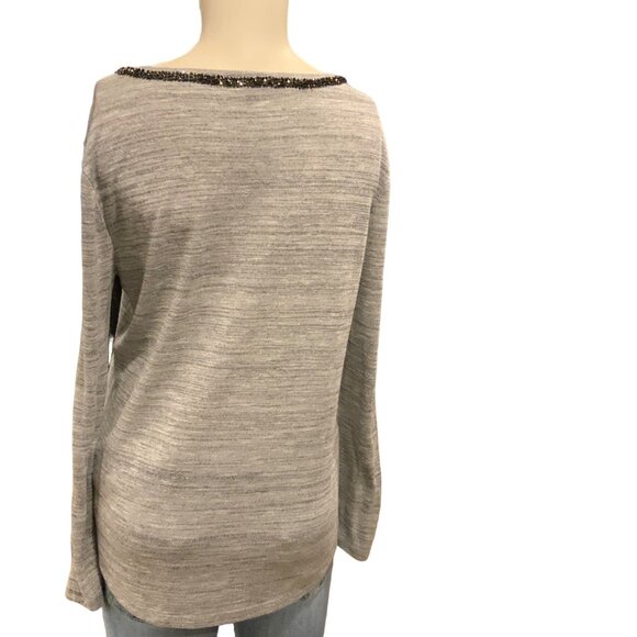 juicy Couture pull over tee long sleeve women's grey top round color embellished - Picture 2 of 8